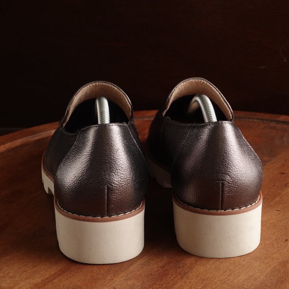Vionic Loafers Women Size 7.5 Silver Gray Kensley Leather Preppy Comfort Shoes - Picture 6 of 13